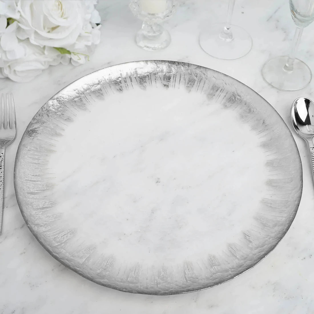 Celestial Silver Glass Charger