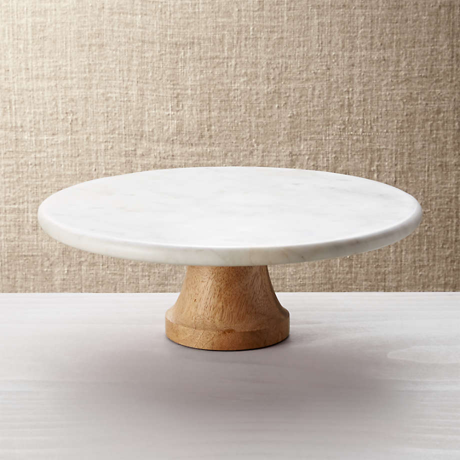 Wood Marble Cake Stand